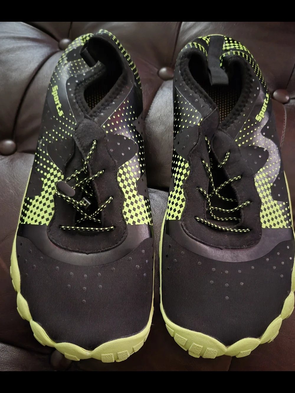 Men's Black & Neon Yellow Boat-Style Sneakers